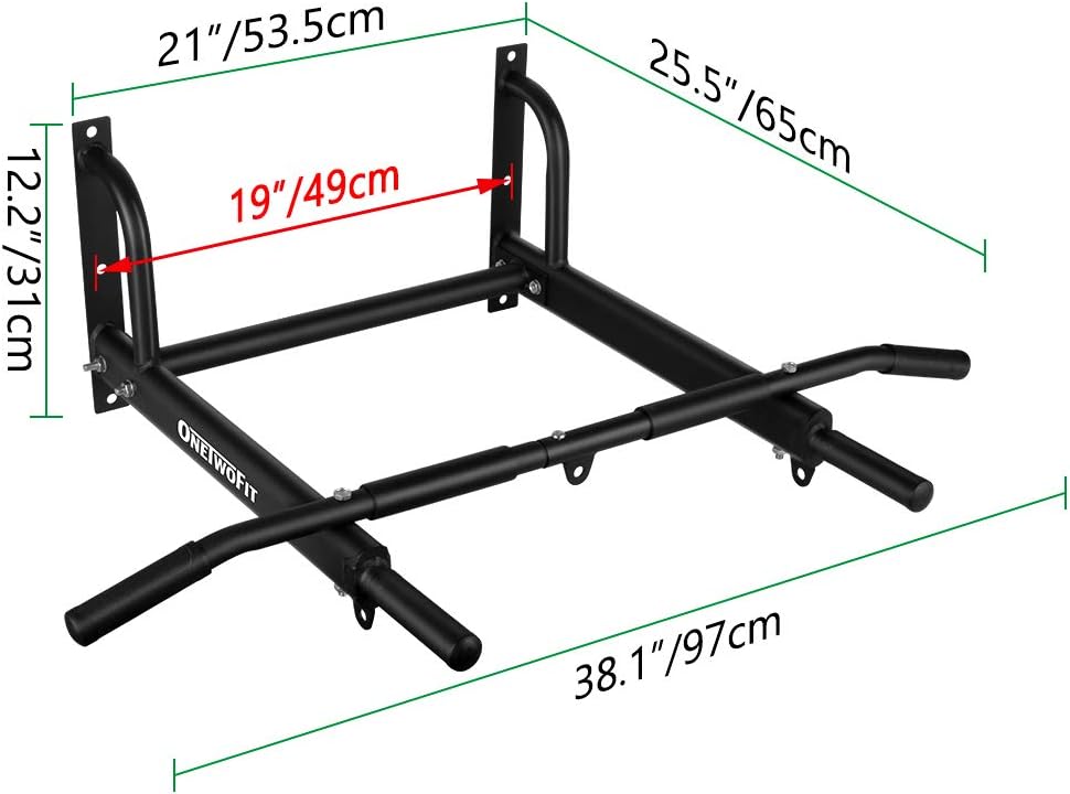 OneTwoFit Wall Mounted Pull Up Bar with More Stable 6-hole design for Indoor and Outdoor Use, Maximum weight 440 Lbs OT103 - Image 2