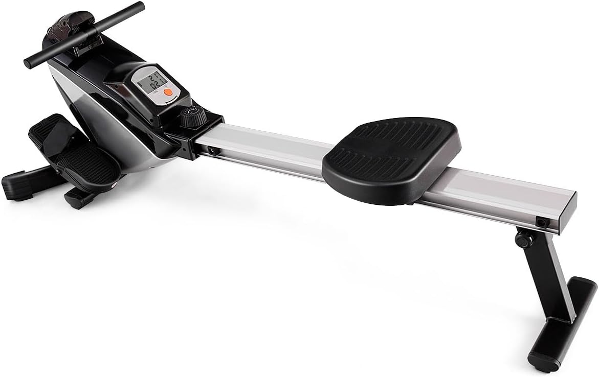 Goplus Folding Rowing Machine,Magnetic Rower with Adjustable Resistance and LCD Display, Exercise Cardio Fitness Equipment for Home Use