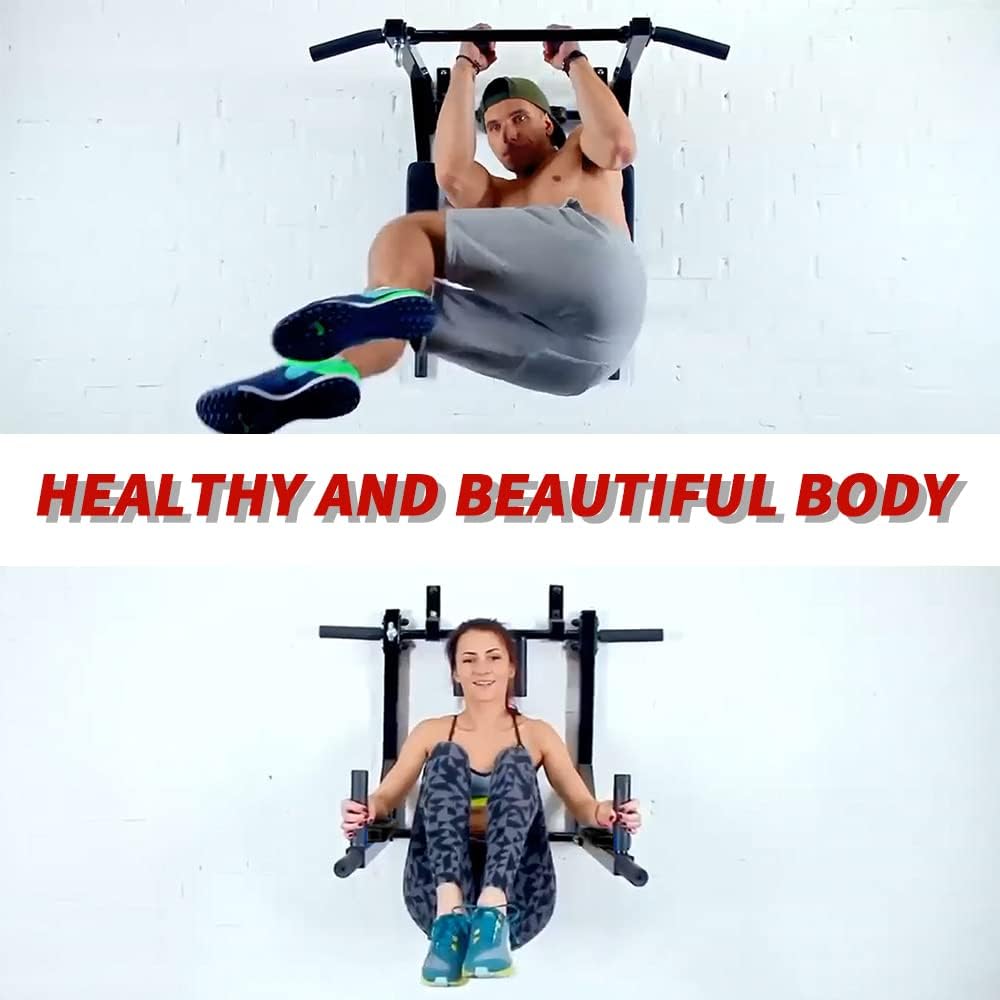 ptlsy Wall Mounted Pull Up Bar Multifunctional with Multi-grip Chin Up Bar Heavy Duty Dip Station for Home Gym Indoor Workout, Fitness Equipment, Dip Stand Supports to 440 Lbs - Image 6