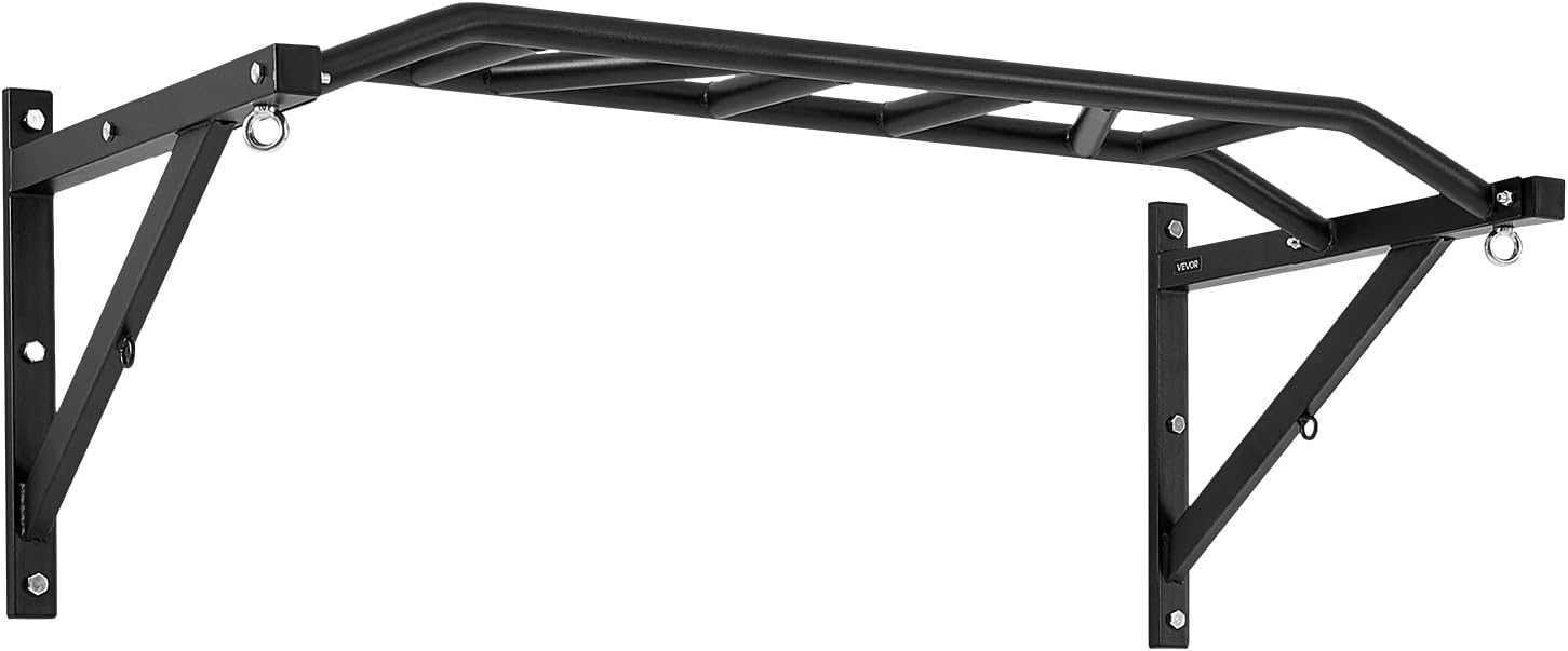 VEVOR Pull Up Bar, Multi-Grip Wall Mounted Pull Ups, 50 in Width Multifunctional Chin Up Training Station, Heavy Duty Steel Upper Body Workout Bars with Hangers, 440 lbs Weight Capacity, for Home Gym - Image 9