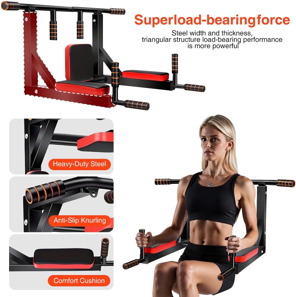 Multifunctional Wall-Mounted Pull-Up Bar – Heavy-Duty Indoor Horizontal Bar for Home Gym, Chin-Up, Punching Bag, and Exercise Equipment – Adjustable & Space-Saving (Black) - Image 3
