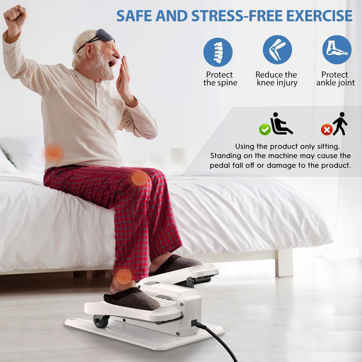 Under Desk Elliptical Machine, Electric Ellipse Leg Exerciser While Sitting for Seniors Adults, Quiet & Portable Electric Seated Pedal Exerciser with Remote Control, 15 Adjustable Speeds, 5 Auto Modes - Image 6