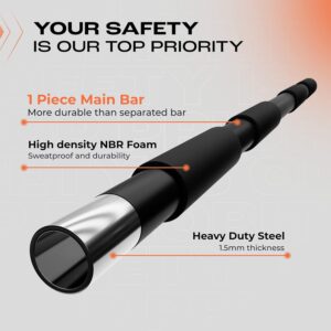 Yes4All Heavy Duty Doorway Pull-Up Bar – Multi-Grip, Solid Bar Construction