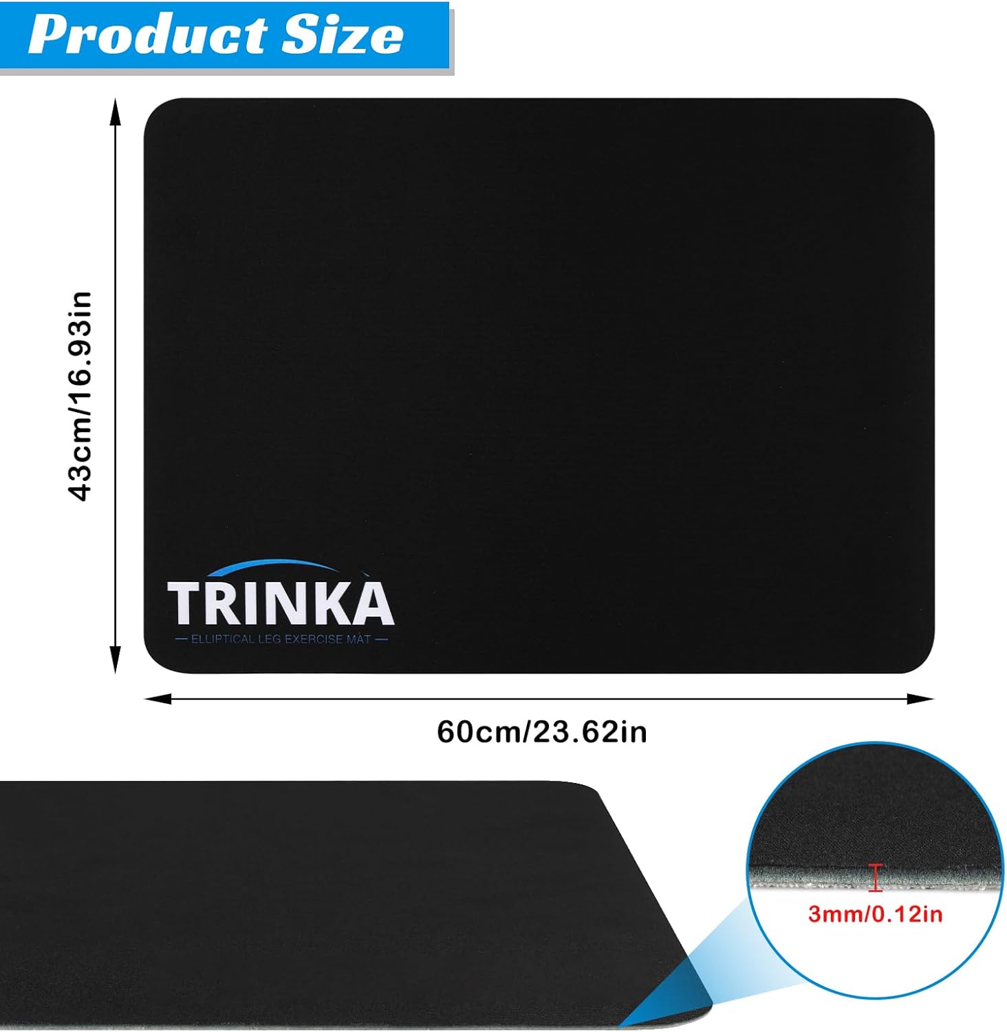 Non-Slip Workout Mat for Under Desk Ellipticals, Ellipse Leg Exerciser Machine Mat, Suitable for Electric Seated Foot Pedal Exerciser, Enhanced Stability & Floor Protection - Image 3