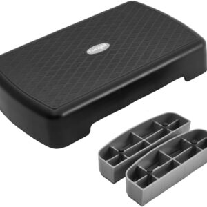 Yes4All 18.1″ Aerobic Exercise Step Platform with 2 Risers, Adjustable Height Workout Stepper 3″ 5.1″ for Home Gym Step Up Exercise & Balance Training, Mulltiple Colors