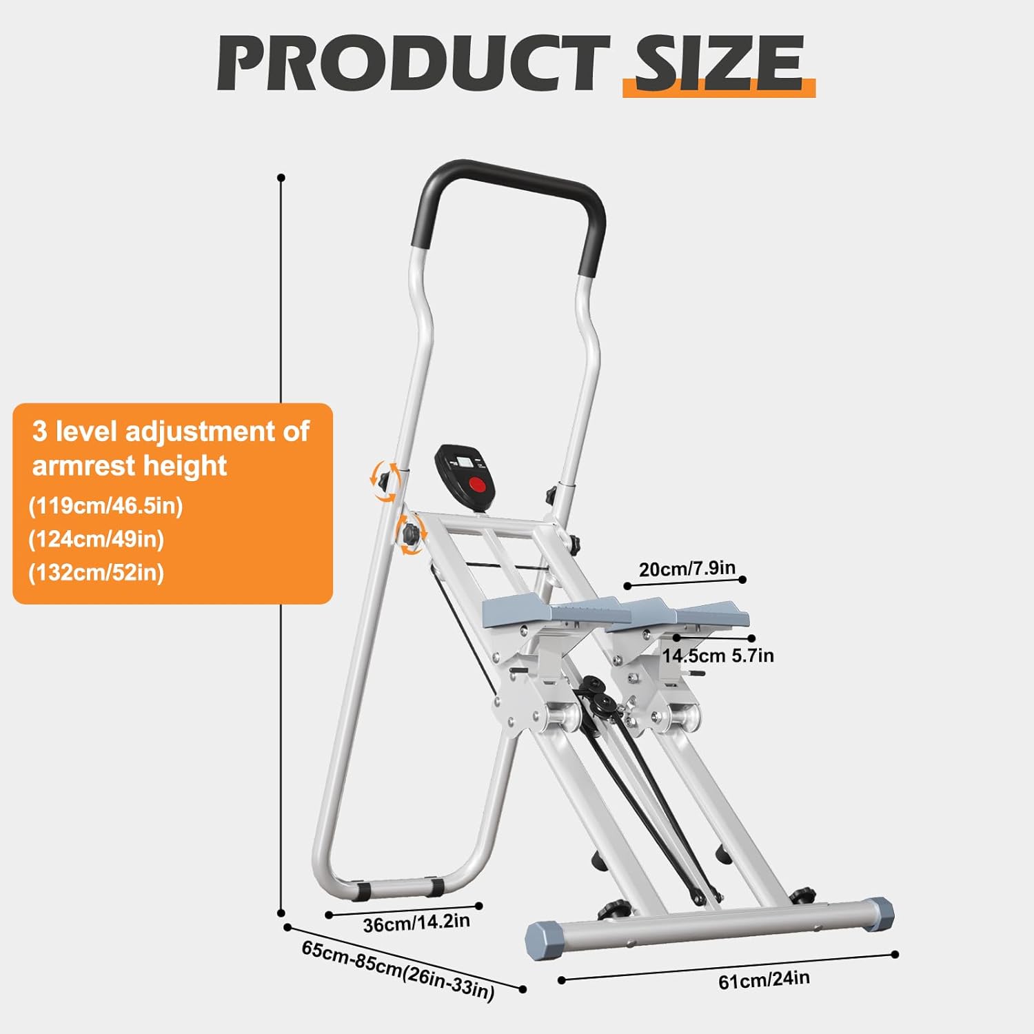 Vertical Climber Stair Stepper for Home Compact Folding Stair Climbing Cardio Exercise Equipment with Non-Slip Pedals Adjustable Height Step Range 300LBS Capacity for Full Body Workout - Image 8