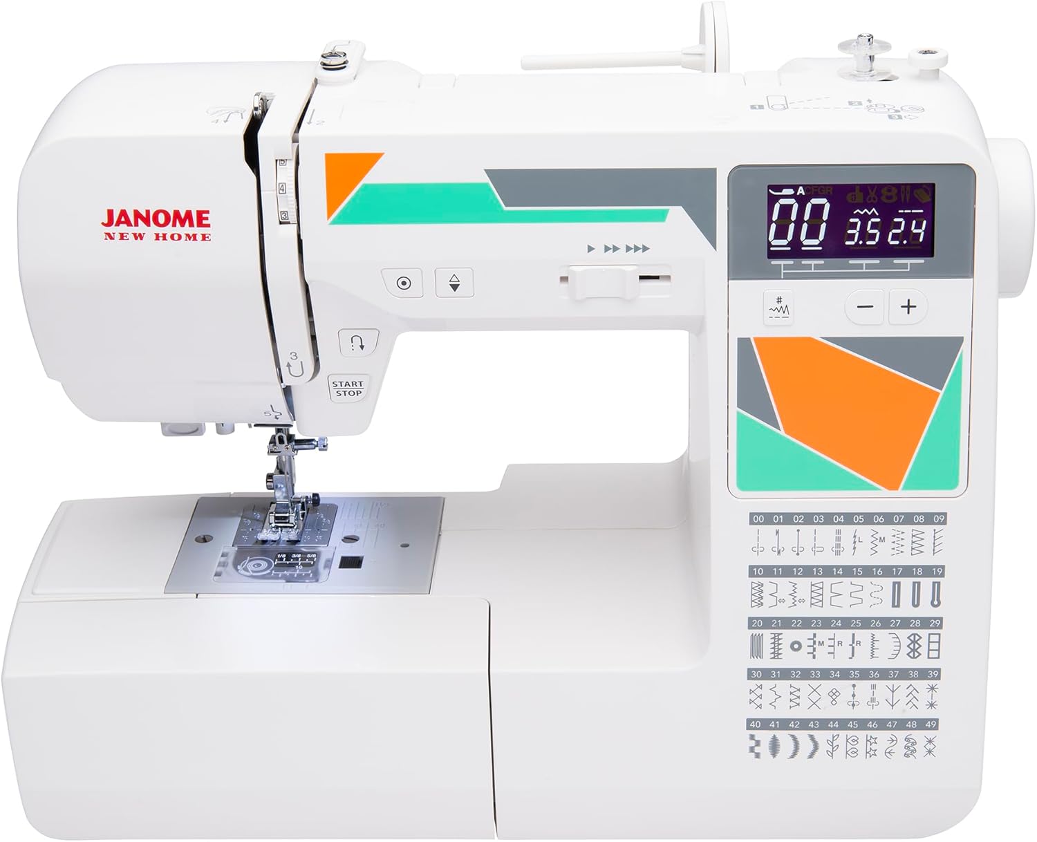 Janome MOD-50 Computerized Sewing Machine with 50 Built-In Stitches, 3 One-Step Buttonholes, Drop Feed and Accessories Red - Image 2