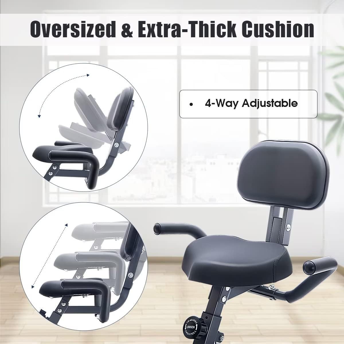 Merax Workout Bike For Home - 2 In 1 Recumbent Exercise Bike and Upright Indoor Cycling Bike Positions, 16 Level Magnetic Resistance Exercise Bike, Foldable Stationary Bike Machine, Fitness Bike - Image 3