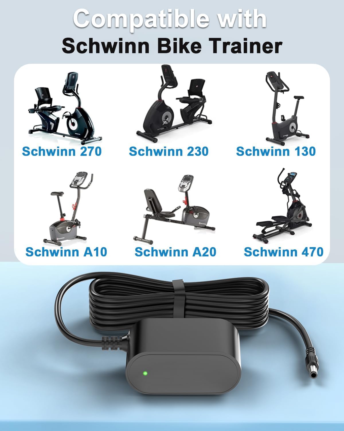 Replacment for Schwinn Power Adapter Compatible with Schwinn 230 270 470 430 420 240 220 130 A10 A20 A40 Bike Exercise Elliptical Recumbent Upright Trainer Power Cord 9V AC Adapter 6.5FT - Image 3
