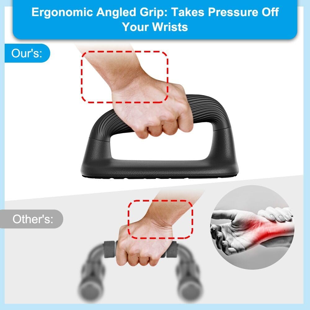 BeneLabel Push Up Bars Black Pushup Handles with Bottom Anti-Slip Pad Push Up Handles for Floor Soft Plastic Strength Training Pushup Stands with Comfortable Grip - Image 3