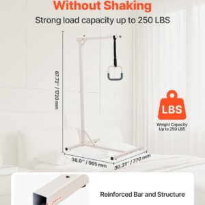 VEVOR Trapeze Bar for Bed Mobility, Heavy-Duty Steel Free Standing Trapeze Bar 250 LBS Weight Capacity, Hospital Bed Pull Up Assist for Elderly & Disabled, Ideal for Hospitals, Nursing Home, Home Care