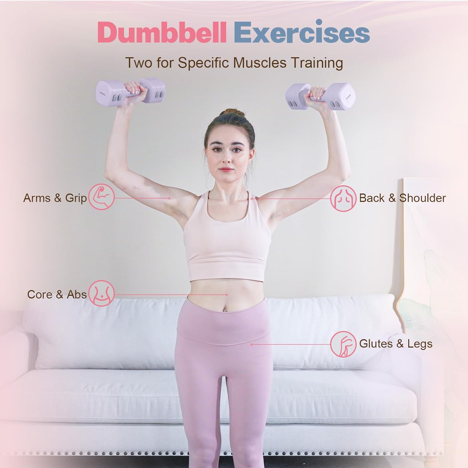 Adjustable Dumbbell Set of 2, 4 in 1 Free Weights Dumbbells Set for Women with Fast Adjustment, Each 2lb 3lb 4lb 5lb Hand Weights Set for Home Gym & Outdoor Exercise Training - Image 6
