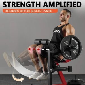 GMWD Leg Extension and Curl Machine, Lower Body Special Leg Machine, Adjustable Leg Exercise Bench with Plate Loaded, Leg Rotary Extension for Thigh, Home Gym Weight Machine