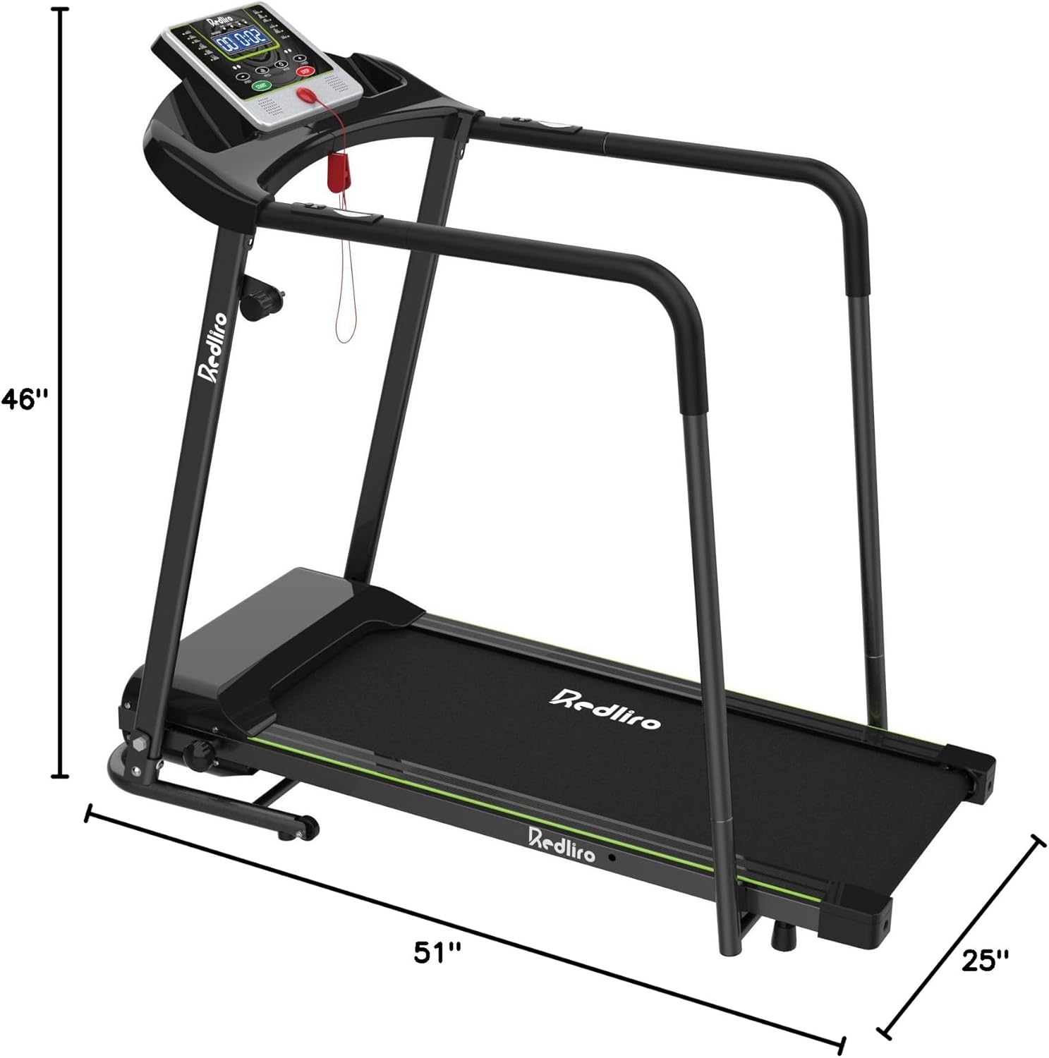 Redliro Walking Treadmill with Long Handrail for Balance, Recovery Fitness Exercise Machine Foldable for Home use with Holder for Phone & Cup,LCD Display, 300 lbs Capacity - Image 9