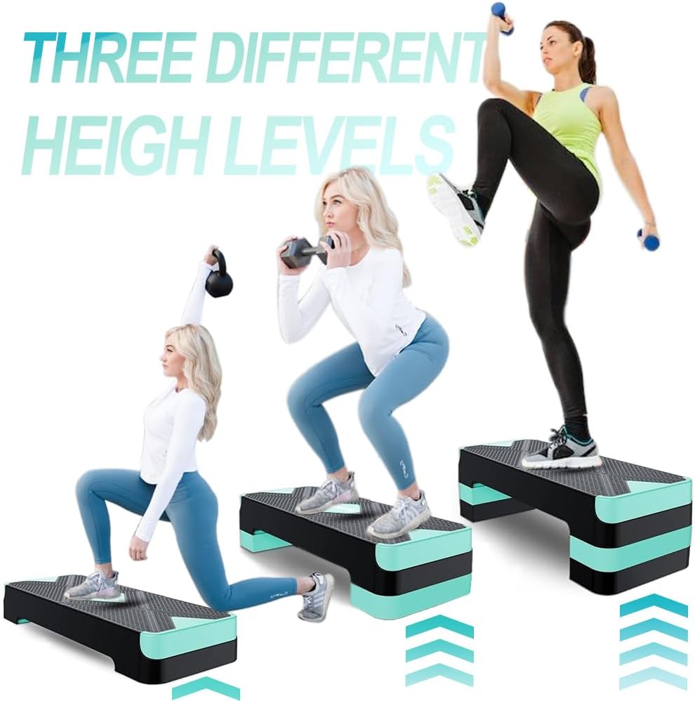 EVERYMILE Aerobic Exercise Step, Adjustable Aerobic Stepper for Exercise, Workout Step Platform, Step Up Box, 26.5" Step Deck with 4” 6” 8” Adjustable Height Risers, Women Home Gym Fitness - Image 4