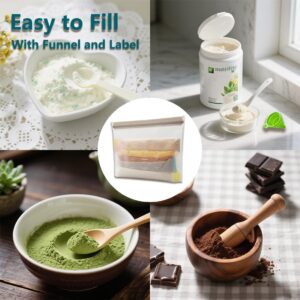 Protein Powder Containers & Supplement Travel Pack: 100 Leakproof Powder Dispensers with Funnel & 3 Portable Pouches for Gym, Outdoor, Travel