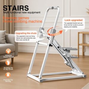 Foldable Stair Stepper Machine with Handles – Adjustable Stepper for Home Cardio, Low Impact Workout Equipment for Legs, Glutes & Weight Loss – Compact Stepping Machine, Easy Assembly White
