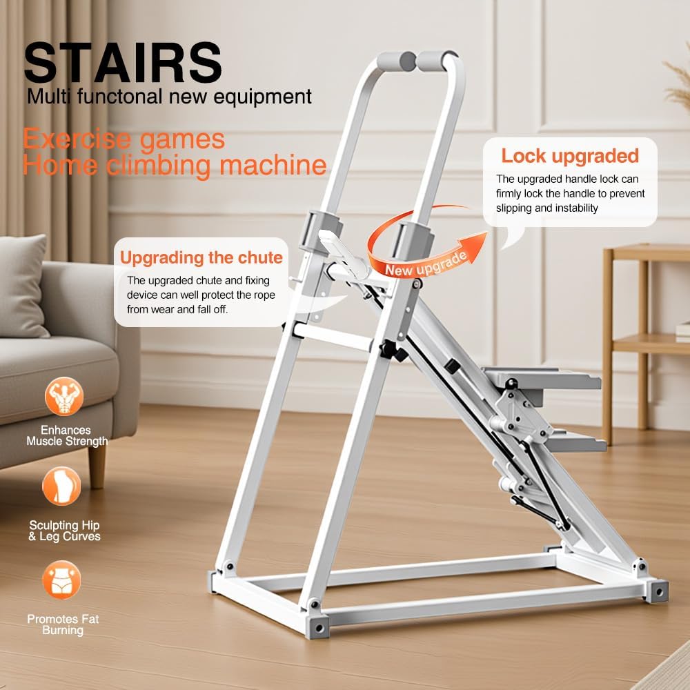Foldable Stair Stepper Machine with Handles - Adjustable Stepper for Home Cardio, Low Impact Workout Equipment for Legs, Glutes & Weight Loss - Compact Stepping Machine, Easy Assembly White - Image 2