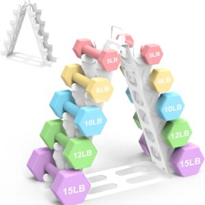 Dumbbell Rack 5 tier(Dumbbells not included), A-Frame Metal Dumbbell Holder with Handle, Multilevel Weight Storage Organizer for Dumbbells, Tree Shape Compact Weight Rack/Holder