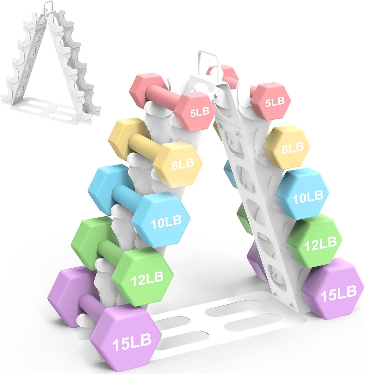 Dumbbell Rack 5 tier(Dumbbells not included), A-Frame Metal Dumbbell Holder with Handle, Multilevel Weight Storage Organizer for Dumbbells, Tree Shape Compact Weight Rack/Holder
