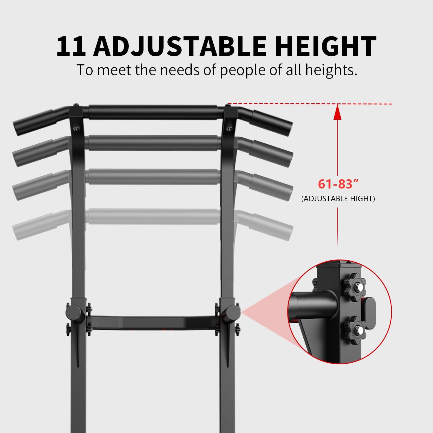 ZENOVA Pull Up Bar Dip Bar Power Tower Workout Dip Station Height Adjustable Free Standing Chin Up Bar Home Gym Equipment 300LBS Weight Capacity - Image 4