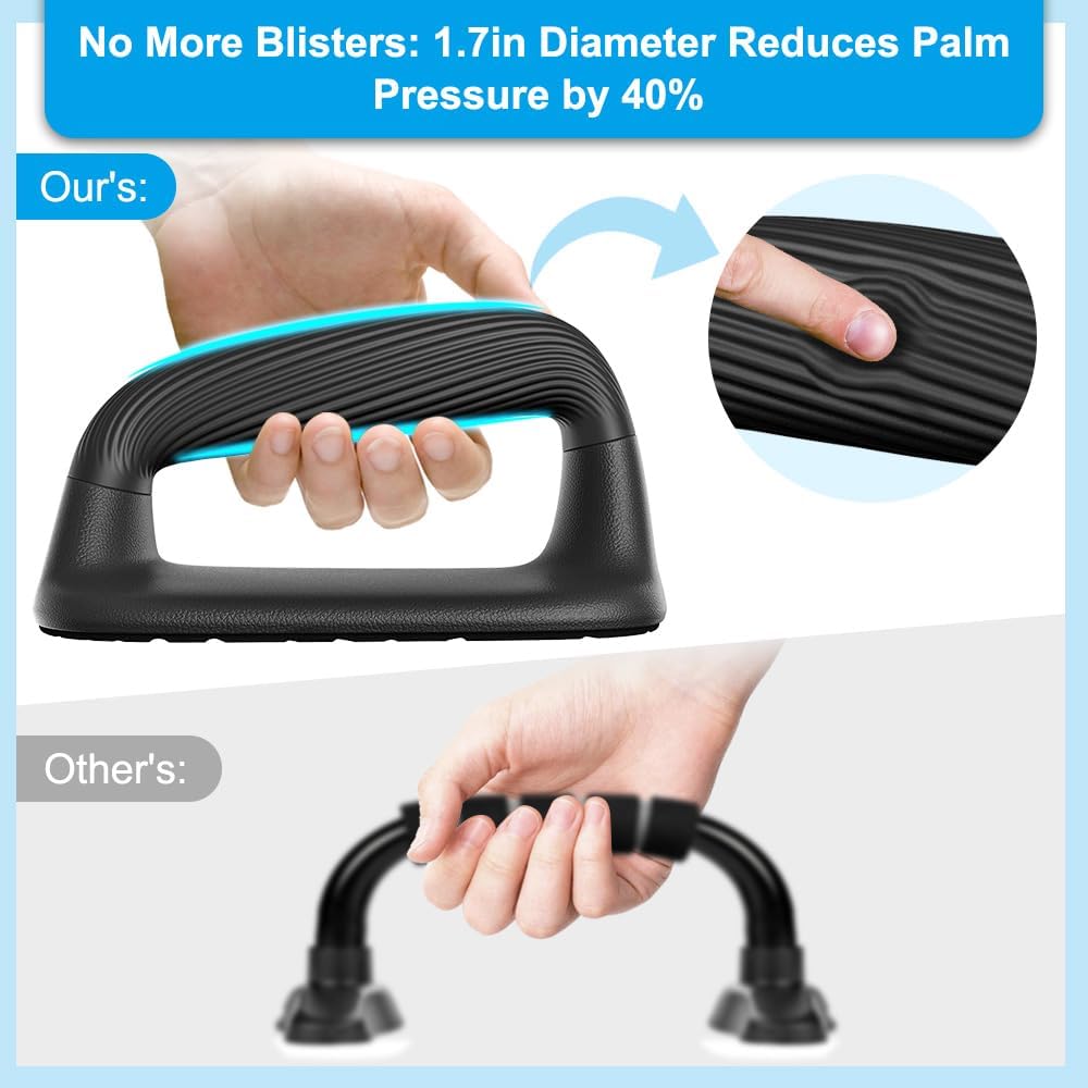 BeneLabel Push Up Bars Black Pushup Handles with Bottom Anti-Slip Pad Push Up Handles for Floor Soft Plastic Strength Training Pushup Stands with Comfortable Grip - Image 5
