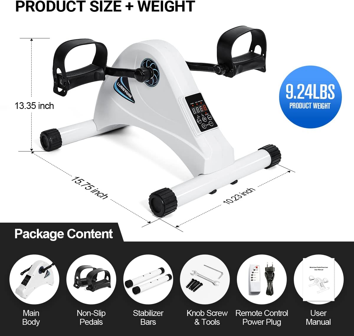 Motorized Mini Exercise Bike Pedal Exerciser for Seniors Rehab Training, LUBBYGIM Electric Under Desk Bike Pedal Exerciser for Arm/Leg Fitness & Physical Therapy, 6 Levels Speed Adjustment - Image 4