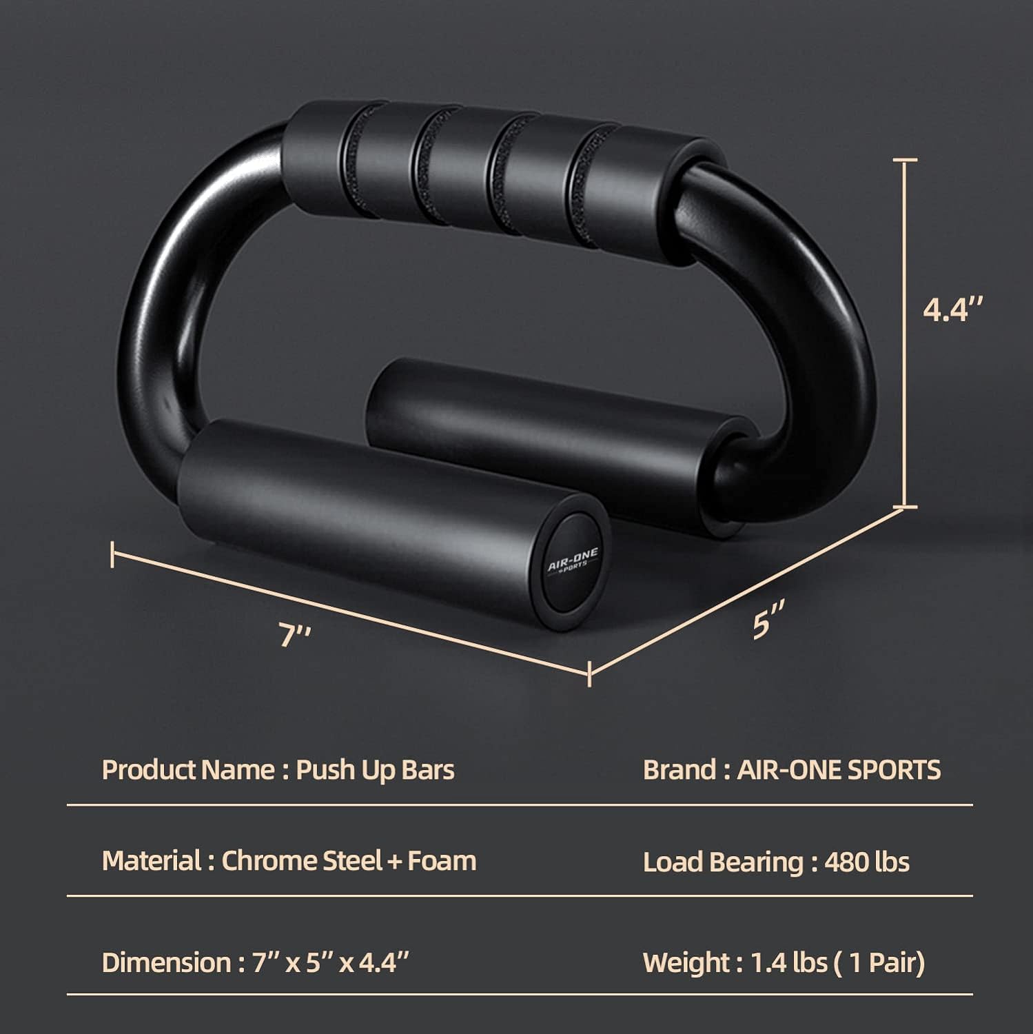 KitchLife AIR-ONE SPORTS Push Up Bars, Extra Thick Non Slip Foam Grip, Unique Sturdy Structure push up stands, Perfect Strength Training Home Gym Push up Handles for Floor - Image 2