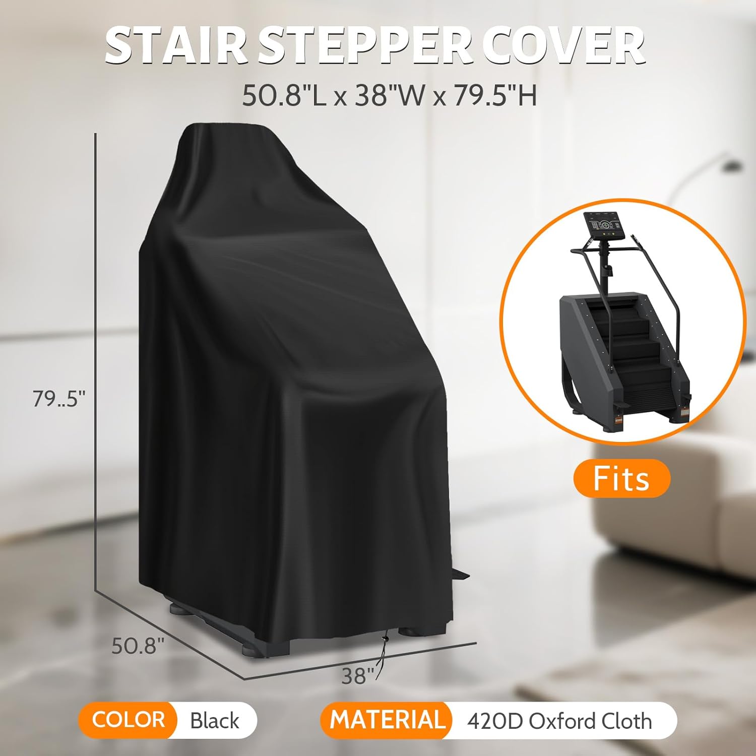 Stair Stepper Cover, Waterproof 420D Steppers Protective Covers for Home Gym Exercise Stairmaster Indoor & Outdoor, Suitable for Most Climbing Stair Machine(Cover Only) - Image 2