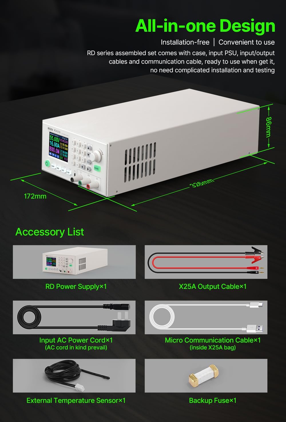 RD RD6018 DC Power Supply Variable Adjustable Lab Bench Power Supply Buck Converter Step Down Switching Regulated 4-Digital LCD Display 60V 18A 1080W - Image 2
