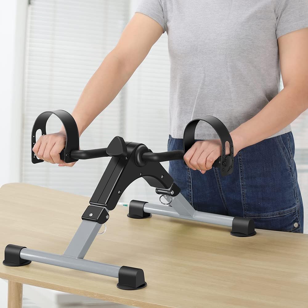 Folding Exercise Bike Pedal Exerciser Portable Desk Bike with LCD Display for Arms and Legs Workout - Image 8