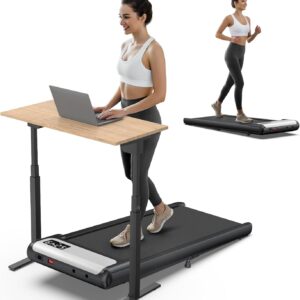 COZYINN Walking Pad with Handlebar, 10% Incline Under Desk Treadmills for Home Office Small,Quiet 2.5HP Voice Remote Control Portable Treadmills Work with WELLFIT KINOMAP,Small Walking Jogging Machine