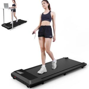 DeerRun Walking Pad, 2024 Upgrade Smart Under Desk Treadmill, 2.2HP Small Quiet Portable Treadmill, Walking Treadmill Under Desk, APP & Remote Control, Knee-Protective, No-Assembly