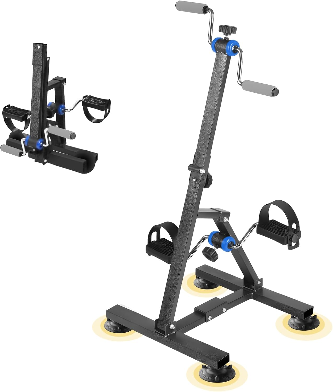 Foldable Arm and Leg Exercise Bike for Seniors - 16" W×16" D×38" H Folding Pedal Exerciser with Adjustable Resistance, Knee & Foot Stroke Therapy for Adults, with Shock Absorbing Suckers, Dark Grey - Image 8