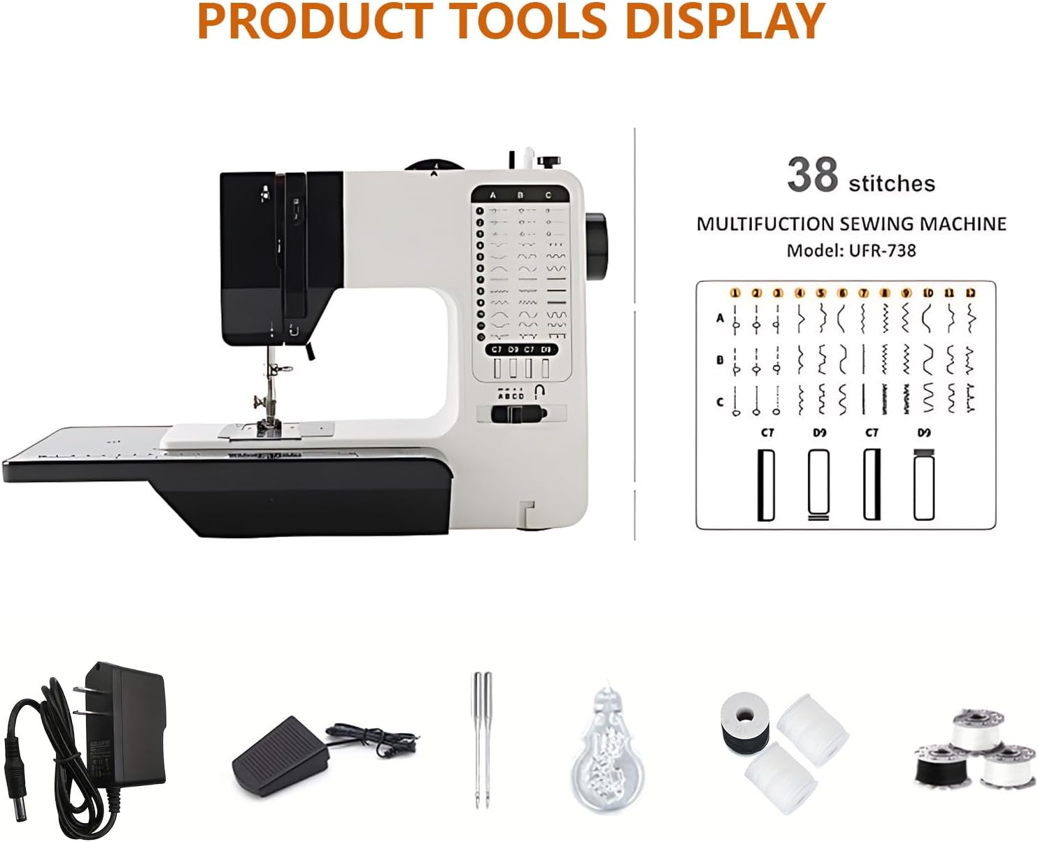 Sewing and Quilting Machine Built in Sewinglight, 38 Stitch Patterns Sewing Machine 2 Thread Lockstitch Adjustable Stitch Length 4 Step Button Hole Sewing Machine for Beginners and Adults - Image 5