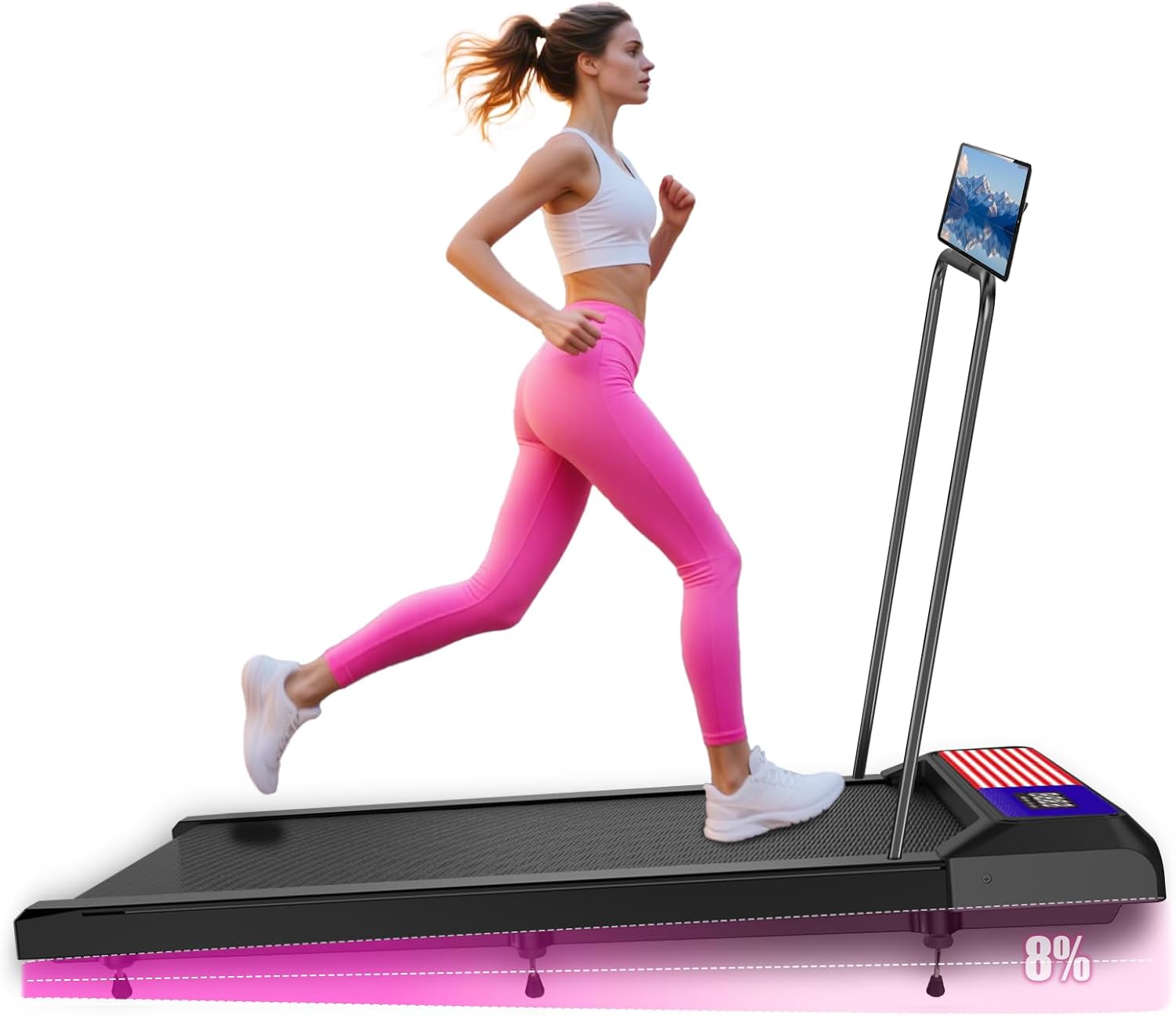Walking with Incline Pad and Handle Bar, 3 in 1 Mini Walking Machine, 2.5HP Low Noise Treadmill for Home with Remote Control, Treadmill with Handle Bar, Running Pad with Remote Control