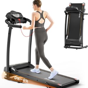 Treadmills for Home, 3.0HP Quiet Brushless Foldable Treadmill with Incline, Small Space Portable Running Walking Machine, 300 Lbs Capacity with Bluetooth APP & Pulse Monitor