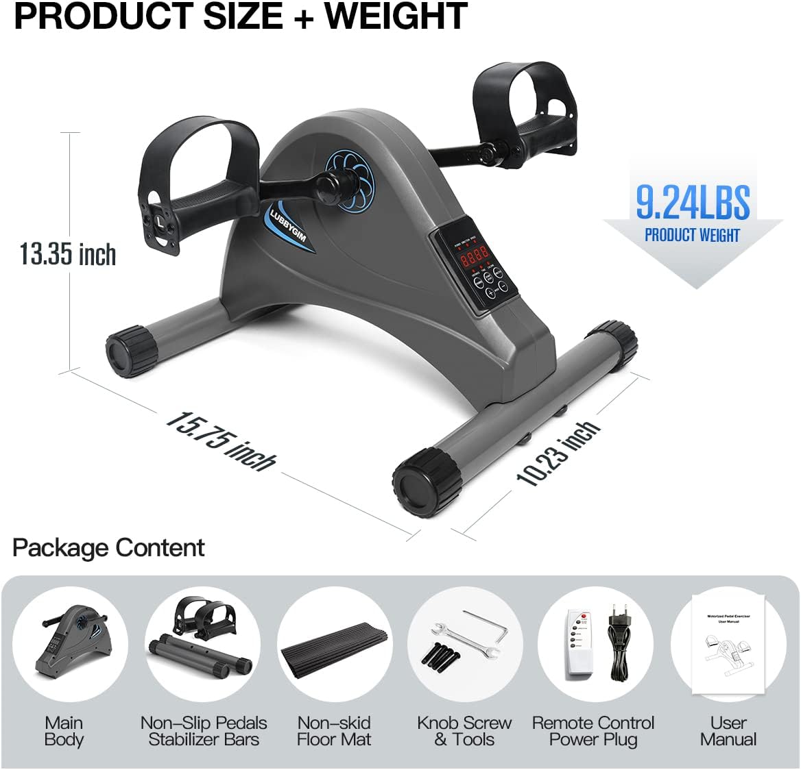 Motorized Mini Exercise Bike Pedal Exerciser for Seniors Rehab Training, LUBBYGIM Electric Under Desk Bike Pedal Exerciser for Arm/Leg Fitness & Physical Therapy, 6 Levels Speed Adjustment - Image 5