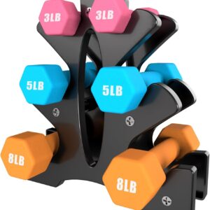 Portzon Weights Dumbbells Set with Various Color and Weights and Compatible, 1-15 LB, Anti-Slip, Anti-roll, Hex Shape