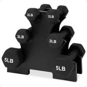 BalanceFrom Colored Neoprene Coated Dumbbell Set with Stand, Multiple Sizes