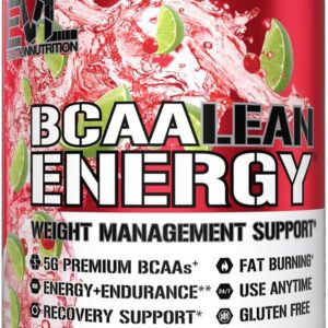EVL BCAA Lean Energy Powder – Pre Workout Green Tea Fat Burner Support with BCAAs Amino Acids and Clean Energizers – Post Workout Recovery Drink for Lean Muscle Recovery – Cherry Limeade