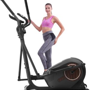 ANCHEER Elliptical Machine, Elliptical Exercise Machine with Quiet Magnetic Drive,14 Resistance Levels, Pulse Rate Monitor, LCD Monitor, 15.5IN Stride, Elliptical Trainer for Home