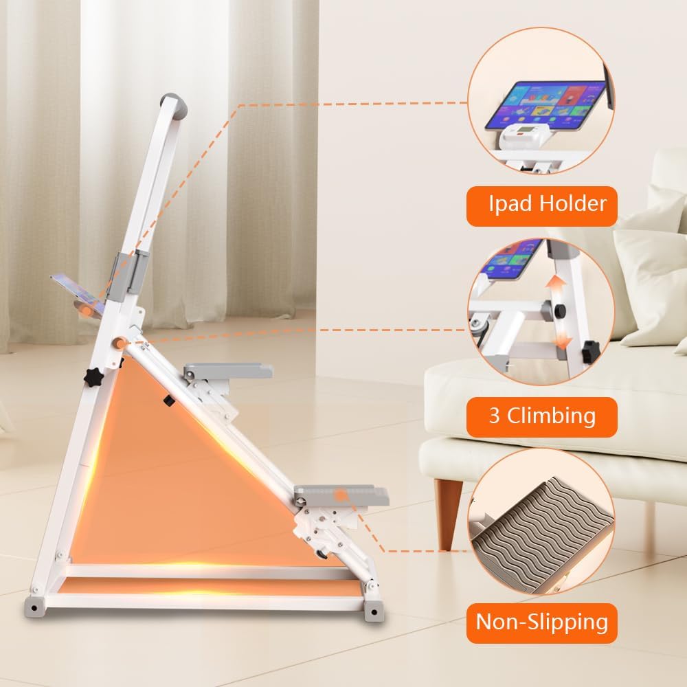 Foldable Stair Stepper Machine with Handles - Adjustable Stepper for Home Cardio, Low Impact Workout Equipment for Legs, Glutes & Weight Loss - Compact Stepping Machine, Easy Assembly White - Image 6