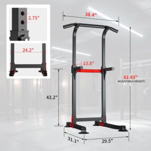 Wesfital Pull Up Bar Dip Bar Power Tower Workout Dip Station Height Adjustable Free Standing Chin Up Bar Home Gym Equipment 330LBS Weight Capacity