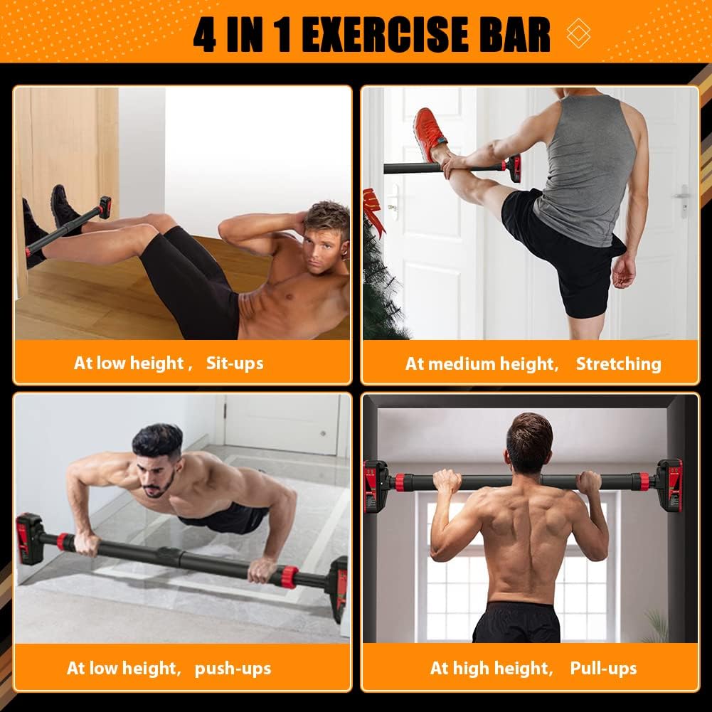 Pull Up Bar for Doorway, Strength Training Pull-up Bars, Chin Up Bar, No Screws, With Level Meter and Adjustable Width for Home Gym Upper Body Workout, No Installation Required, Max Load 440 LBS - Image 7