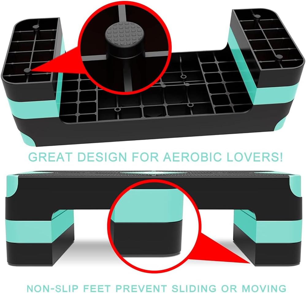 EVERYMILE Aerobic Exercise Step, Adjustable Aerobic Stepper for Exercise, Workout Step Platform, Step Up Box, 26.5" Step Deck with 4” 6” 8” Adjustable Height Risers, Women Home Gym Fitness - Image 3