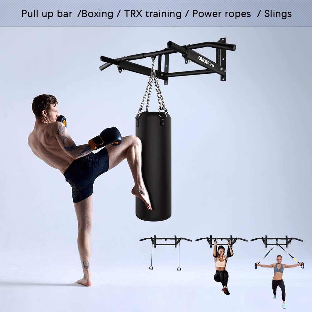 OneTwoFit Wall Mounted Pull Up Bar with More Stable 6-hole design for Indoor and Outdoor Use, Maximum weight 440 Lbs OT103 - Image 7