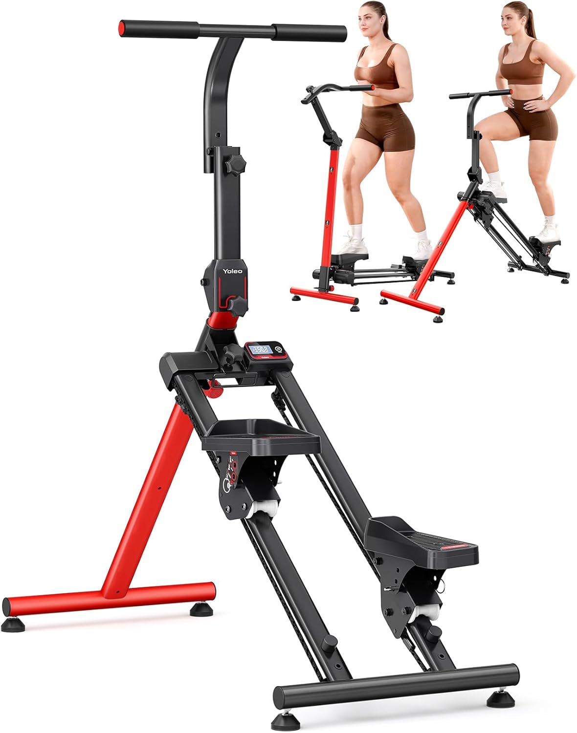 YOLEO Steppers for Exercise at Home, Adjustable Stair Stepper with 3 Workout Modes,Folding Cardio Stair Master with Adjustable Handlebar&Oversized Pedal,90% Pre-Assembled Stair Climber with Caster Mat
