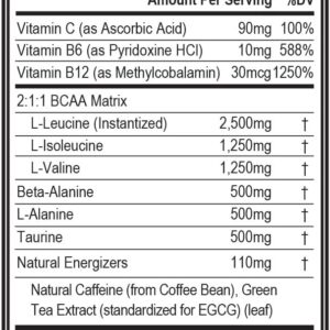 EVL BCAAs Amino Acids Powder – BCAA Energy Pre Workout Powder for Muscle Recovery Lean Growth and Endurance – Rehydrating Post Workout Recovery Drink with Natural Caffeine – Cherry Limeade