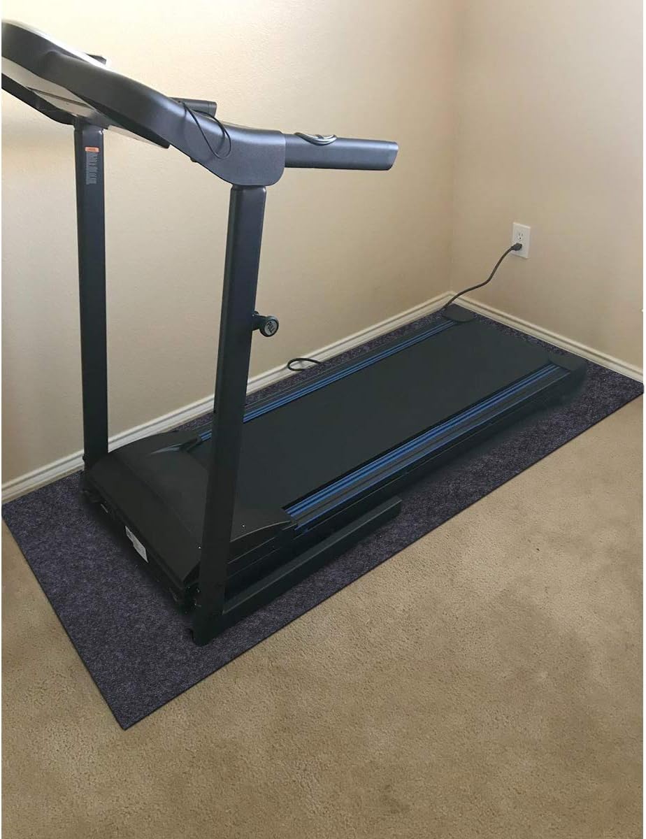 Fitness Equipment Mats, Absorbent/Waterproof – Protects Exercise Equipment and Floor,Protective Flooring Under Elliptical Machine mat, Indoor Treadmill Mat,Washable (24" x 48")